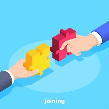 Isometric vector image on a blue background, men in business suits holding pi Stock Illustration
