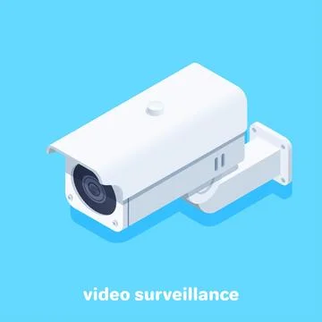 Isometric vector image on a blue background, street surveillance camera Illustrazione stock