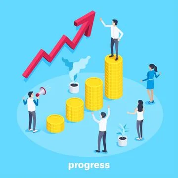 Isometric vector image on a blue background, a man and a woman in a business  Stock Illustration