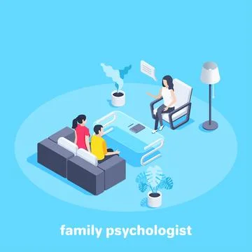 Isometric vector image on a blue background, married couple at a reception at Ilustración de archivo