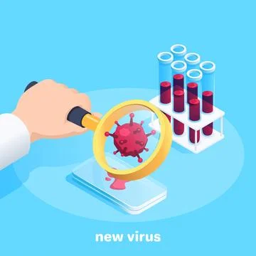Isometric vector image on a blue background, the hand of a doctor or laborato Stock Illustration