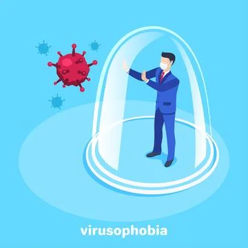 Isometric vector image on a blue background, a man in a business suit and med Stock Illustration