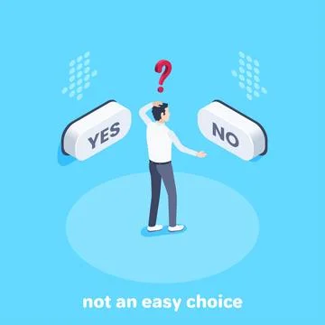 Isometric vector image on a blue background, a man in business clothes is in  Stock Illustration