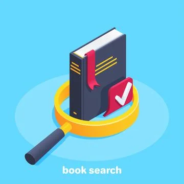 Isometric vector image on a blue background, black book with a red bookmark i Stockillustratie