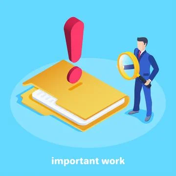 Isometric vector image on a blue background, a man in a business suit with a  Stock Illustration