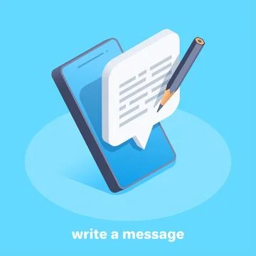 Isometric vector image on a blue background, the smartphone on the screen of  Stock Illustration