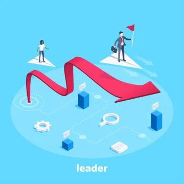 Isometric vector image on a blue background, a man in a business suit with a  Stock Illustration