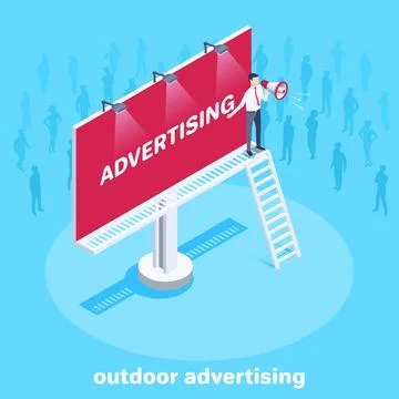 Isometric vector image on a blue background, a man in business clothes with a Stock Illustration