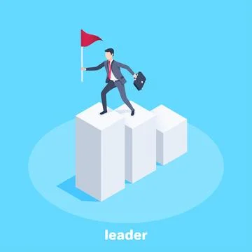 Isometric vector image on a blue background, a man in a business suit with a  Stock Illustration