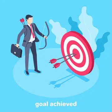 Isometric vector image on a blue background, a man in a business suit with a  스톡 일러스트