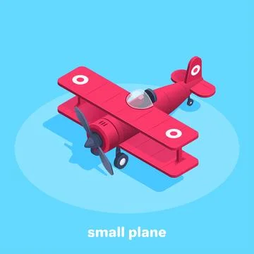 Isometric vector image on a blue background, the icon of a small airplane in  스톡 일러스트
