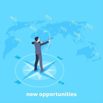 Isometric vector image on a blue background, a man in a business suit with a  Stock Illustration