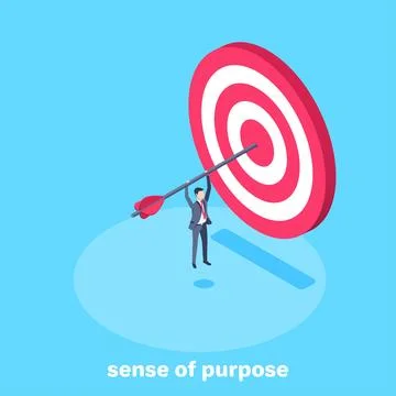 Isometric vector image on a blue background, a man in a business suit hanging Stock Illustration