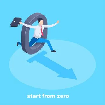 Isometric vector image on a blue background, a man in business clothes with a Stock Illustration