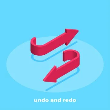 Isometric vector image on a blue background, icons in the form of red arrows, 库存插图