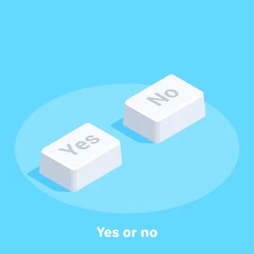 Isometric vector image on a blue background, buttons yes and no, make a choic Stock Illustration