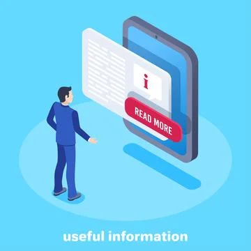 Isometric vector image on a blue background, a man in a business suit stands  イラスト素材