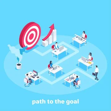Isometric vector image on a blue background, a man in business clothes with a Stock Illustration