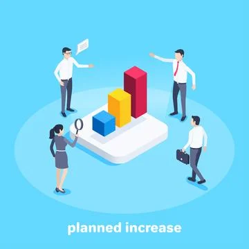 Isometric vector image on a blue background, men and a woman in business clot 스톡 일러스트