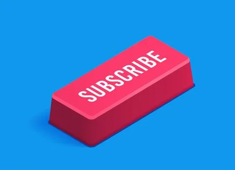 Isometric vector image on blue background, big red button with inscription su イラスト素材