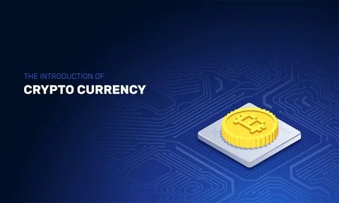 Isometric vector image on a dark blue background, bitcoin gold coin lies on t イラスト素材