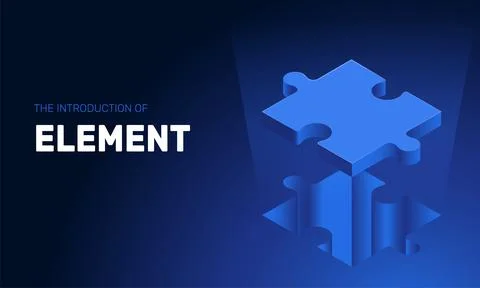 Isometric vector image on a deep blue background, puzzle piece flying out of  Stock Illustration