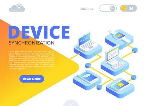 Isometric vector image in the form of a landing on a white background, innova Illustrazione stock