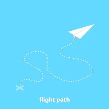Isometric vector image on a golom background, white paper airplane and its .. Illustrazione stock