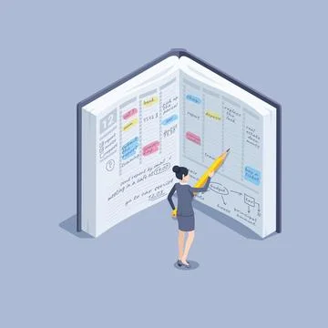 Isometric vector image on a gray background, a woman in business clothes with Stock Illustration