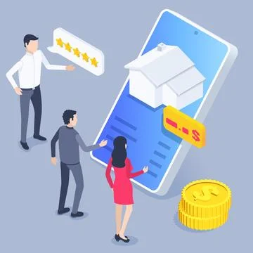 Isometric vector image on a gray background, business concept, man and woman  Stock Illustration
