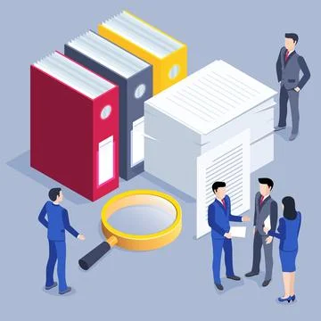 Isometric vector image on a gray background, business concept, a stack of wor イラスト素材