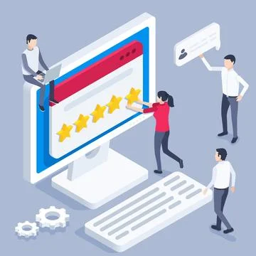 Isometric vector image on a gray background, business concept, girl puts a fi イラスト素材