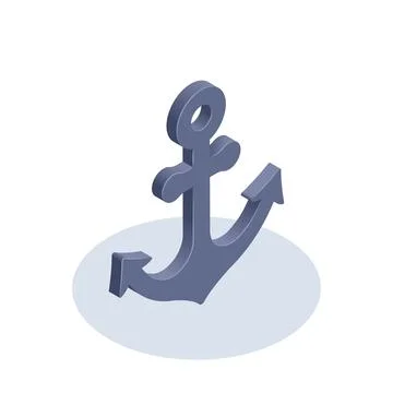 Isometric vector image isolated on white background, anchor icon in black col Stock Illustration