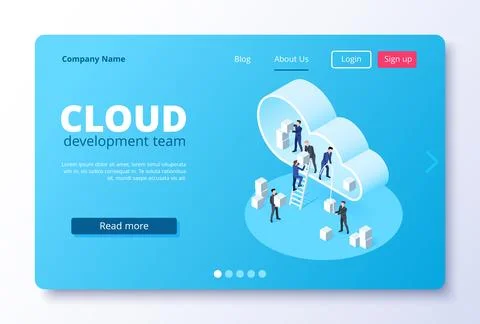 Isometric vector image on a white background, landing as a landing page for.. Stock Illustration