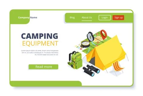 Isometric vector image on white background, landing as a landing page for a.. Stock Illustration