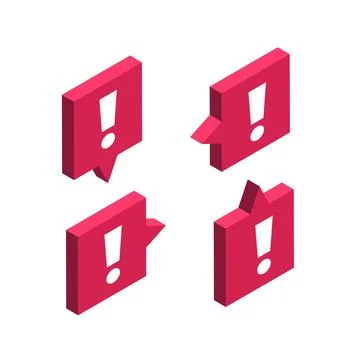 Isometric vector image on a white background, banner icons with an exclamatio Stock Illustration