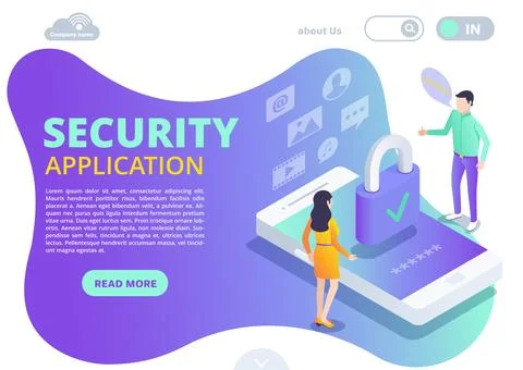 Isometric vector image on a white background, a landing design on the theme o 库存插图