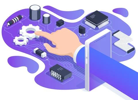 Isometric vector image on a white background, the hand of a man in a business Stock Illustration