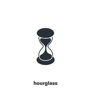 Isometric vector image on a white background, black and white hourglass icon Stock Illustration