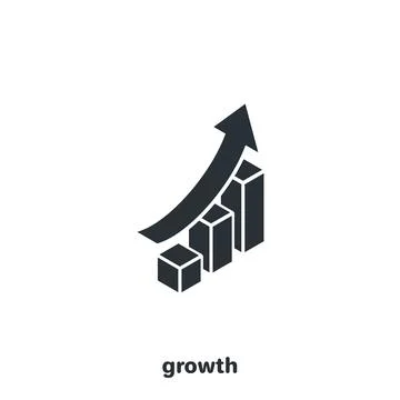 Isometric vector image on a white background, black and white icon of growing Stock Illustration