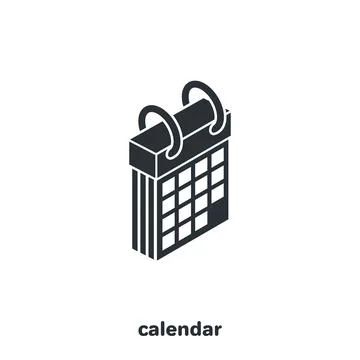 Isometric vector image on a white background, black and white calendar icon Stock Illustration