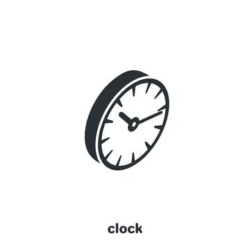 Isometric vector image on a white background, black and white watch icon Stock Illustration