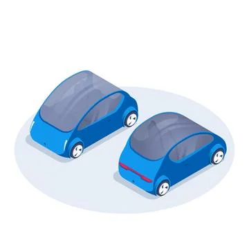 Isometric vector image on a white background, front and back view car icon in Stock Illustration