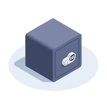Isometric vector image on a white background, safe icon with an electronic co Stock-Illustration