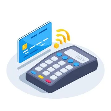 Isometric vector image on a white background, payment terminal icon and credi Stock Illustration