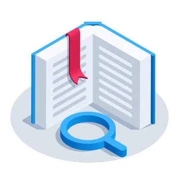 Isometric vector image on a white background, open book icon with a red bookm 스톡 일러스트