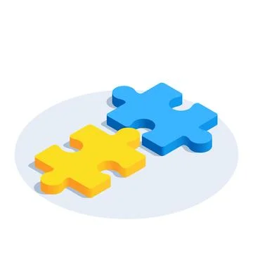 Isometric vector image on a white background, icon of puzzle pieces Stock Illustration