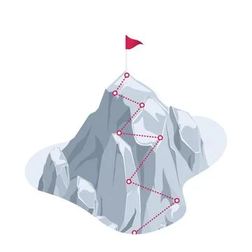 Isometric vector image on white background, path indicated by red dotted line イラスト素材