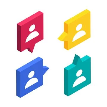 Isometric vector image on a white background, banner icons with user icon, vi Stock Illustration