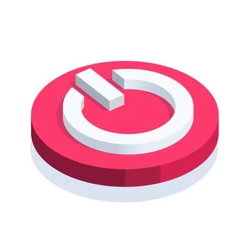 Isometric vector image on a white background, red icon in the form of a power Illustrazione stock
